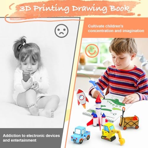 Dayker 3D Space Printing Drawing Book, 40 Patterns Reusable Paper Template - Image 5