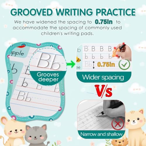 8-Books Magic Grooved Writing Practice, Tiny Thinkers Reusable Indented Handwriting Practice for Kids 3-5, Your Little Explorer Motor Magic Happy Writer System - Image 2