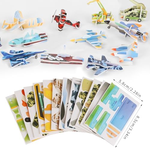 CCINEE 25 Pcs Educational 3D Cartoon Puzzles for Kids,3D Aircraft Learning Educational Paper Puzzle Game for DIY Crafts Gifts - Image 4