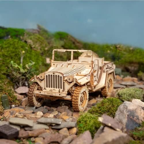 ROKR Model Car Kits Wooden 3D Puzzles Model Building Kits for Adults-Educational Brain Teaser Assembly Model for Adults to Build, Desk Decor/DIY Hobbies for Teens&Kids (Jeep Wrangler/7.5 * 4 * 3.5) - Image 2