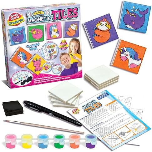 Small World Toys Unicorn Magnetic Tiles Craft Kit for Kids Ages 5+ by SmallWorldToys