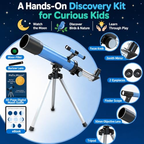 Telescope for Kids, 50mm 100x Beginner Telescope with Tripod - Image 4