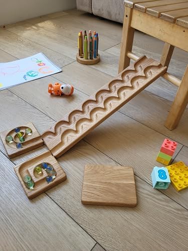 Wooden Marble Run Track “Wind” Race Machine Set Wooden Maze Board Ball Run Montessori Gift for Kids Wave Course Winding Track Toy - Image 5