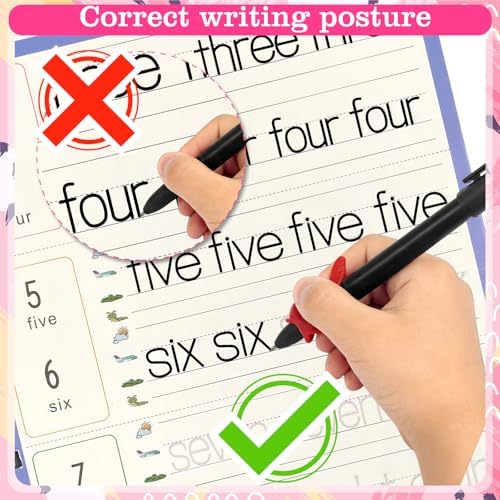 6 Pack Magic Grooved Writing Practice Books Reusable Magical Handwriting Practice for Kids Ages 3-8 Kindergarten Back to School Educational Gift Preschool Valentines Classroom Gift - Image 5