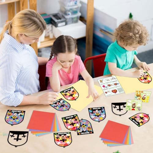 Qyeahkj 36 Set Easter Jesus Cross Suncatchers Crafts for DIY Christian Religion Cross Window Tissue Paper Craft Kit Hanging Decor for Home Activity Art Project Birthday Party Favor - Image 5