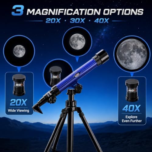 Ideal Swan Telescope for Kids 20x 30x 40x Beginner Spyglass Telescopic Blue - Image 3