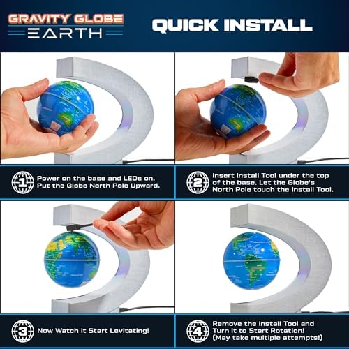 USA Toyz Gravity Globe Earth Ball and C Frame Set - Magnetic Levitating Lamp with Multicolor LED Lights, Spinning Rotating Floating Globe for Desk, Stand Compatible with USA Toyz Gravity Planets - Image 4