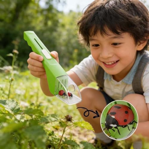 2 Pcs DelloidMaz Insect Catcher with Magnifying Glass, Small Animals Catcher Nature Exploration Tool to Capture Butterflies Bees Ladybugs Spiders Bug Catcher for Boys and Girls, Green and Yellow - Image 4