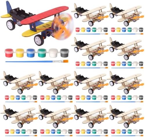 Soulchen 12 Pack Stem Craft Set for Kids DIY Wooden Glider Kits by Soulchen