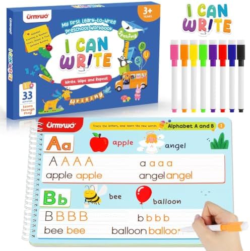 URMYWO Preschool Learning Activities, Kindergarten Workbook Ages 3-6 by URMYWO