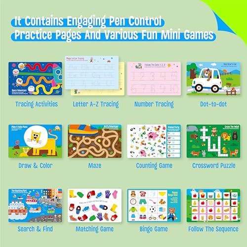 Tracing & Pen Control Pad for Kids, 30 Pages Reusable & Erasable Handwriting & Drawing Practices, Alphabet ABC and Number 123 Tracing Workbook Educational Montessori Tool for Autism, Toddlers 3-5 - Image 3