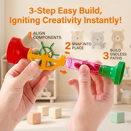 232 PCS Marble Run, STEM Building Toys with 45 Colourful Plastic Marbles - Image 4