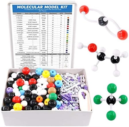 Swpeet 267 Pcs Organic Chemistry Molecular Model Student and Teacher Kit, Chemistry Molecular Model Student and Teacher Set - 116 Atoms & 150 Links & 1 Short Link Remover Tool by Swpeet