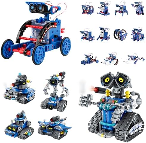 Bundle - 2 Items: Sillbird 12-in-1 Solar Robot Toys & Robot Building Kit with Remote Control for Boys Ages 8-14, Birthday Creative Gifts for Kids, Christmas STEM Robotics Technic Toy by Sillbird
