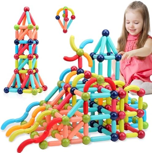 COUOMOXA Magnetic Building Blocks for Toddlers: STEM Educational Toys for 3 4 5+ Years Old Kids - Magnetic Stick Montessori Game for Family for Boys Girls 3-5 by Unknown