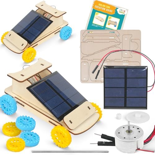 Solar Car Kit, 2-Pack - Build 2 Solar Powered Wooden STEM Cars by STEMInventions