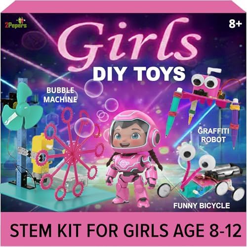 DIY Girls STEM Project, Kids Science Experiments Arts and Crafts Electric Toys Ages 8 9 10 11 12+ Teens, Educational Engineering Kit Present for Girls, Robotics Building Set & Birthday Gift idea by 2Pepers