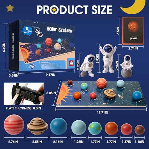 Wooden Solar System Model Board，Kids Solar System，Montessori Planet Toys,Educational Planets Balls,Preschool Learning Puzzle，Space Learning Toys - Image 2