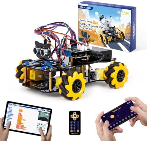 ACEBOTT Robot Kit, Robotics for Kids Ages 8-12 12-16, STEM Toys for Boys with Remote & App Control, Arduino & Scratch Compatible, Science Kits for Kids Age 8-12 12-16, for Boys & Girls(Yellow) by ACEBOTT