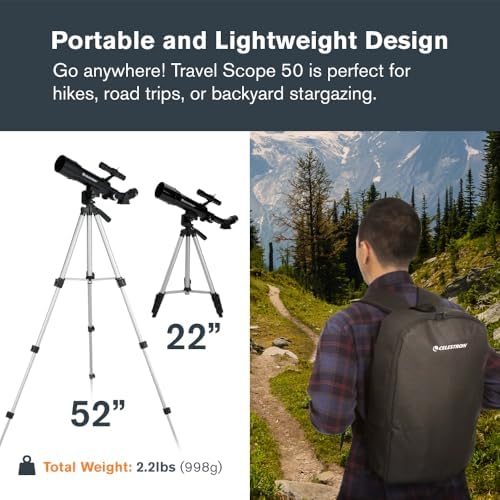 Celestron Travel Scope 50mm Beginner Telescope with Backpack and Tripod - Image 5