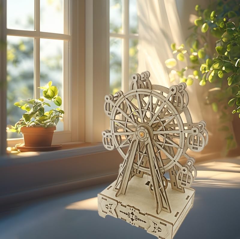 Wooden 3D Puzzle for Adults Mechanical Ferris Wheel Music Model Kits Wood DIY Crafts Kit to Build for Age 14+ Years Old - Image 6