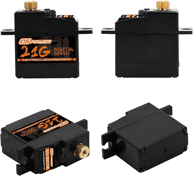 2PCS 21G Mini Digital Servo, Steering Gear Full Metal Gear Micro RC Servos Motor Kit with 25T Servo Horn for 1/18 1/16 1/14 RC Car Model Boat Fixed-Wing Helicopter Airplane Robot Toy