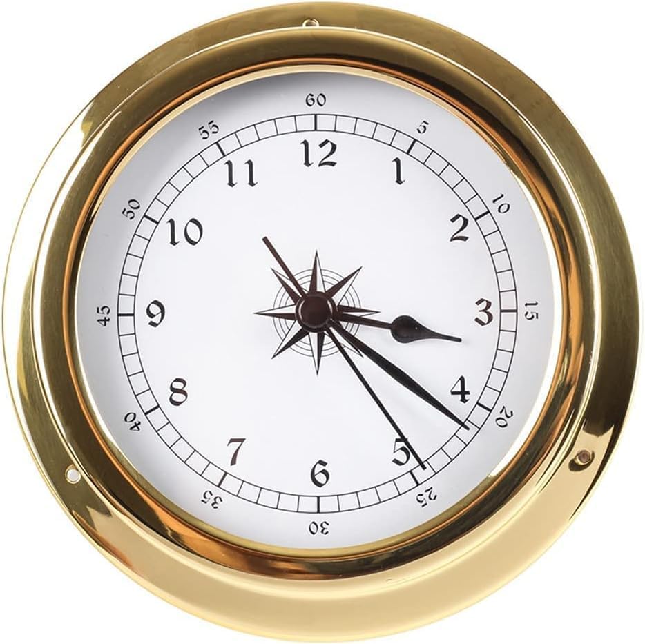 4Pcs Portable Weather Station Set - 5.7in Brass Case Barometer Thermometer Hygrometer Clock (Wall-Mounted/Marine Boat Accessory) - Image 2