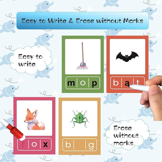 CVC Word Flash Card Games Sight Words Reading Writing Spelling FlashCards for Kindergarten, Toddler Preschool Phonics Learning Activities, Montessori Educational Toys for Kid Age 3 4 5 6…