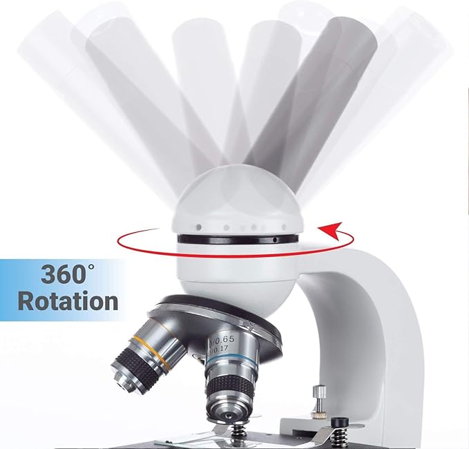 AmScope M150C-E-A 40X-1000X LED Cordless All-Metal Framework Full-Glass Optical Lens Student Compound Microscope with Coarse & Fine Focusing + Digital Camera USB Imager