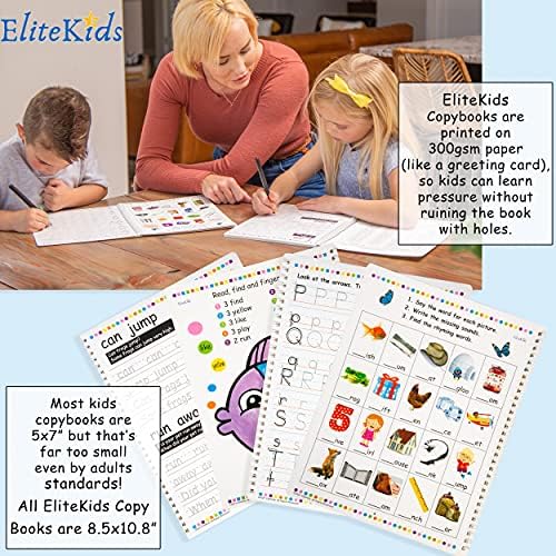 Reusable Handwriting Practice Workbook Set for Kids – Grooved Tracing Books for Letters, Numbers & Sight Words, Large Format 8.5 x 11 Inch Learning Activity Books - Image 3