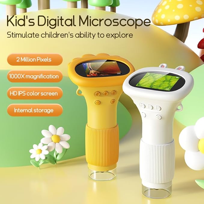 Portable Digital Microscope for Kids with 2" LCD Screen - STEM Educational Science Toy for Ages 3-12, Handheld Camera for Outdoor Exploration, Ideal Christmas Birthday Gift for Boys & Girls (Purple)