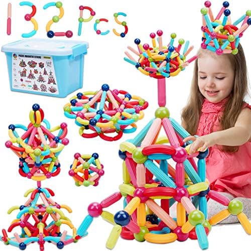 COUOMOXA Magnetic Toy Montessori for Kids: 3 4 5 6 7 8 9 10 11 12 Years Old Kids Building Sticks - Magnetic Creative Toy Age 3-12 Playroom Family - Christmas Birthday Gift for Boys Girls by Unknown