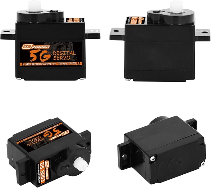 2PCS 5G Mini Digital Servo, Plastic Gear Micro RC Servos Motor Kit for 1/28 RC Car Model Boat Fixed-Wing Helicopter Airplane Robot Toy (2PCS)