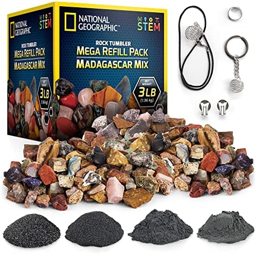 National Geographic Rock Tumbler Refill Kit with 3 Lbs. Madagascar Rocks by BlueMarbleToys