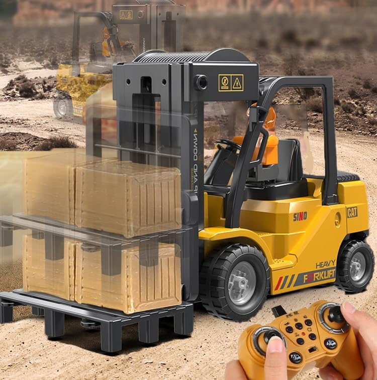 1:24 RC Forklift for Kids, RC Construction Vehicles with Lift Fork & Hook - Image 2