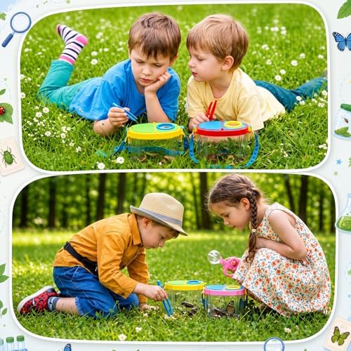 Halloscume 20 Set Bug Catcher for Kids Bug Viewer and Insects Tweezer for Students, Critter Catching Kit Magnifying Insect Cage Container Kit for Kids Outdoor Science Nature Exploration - Image 6