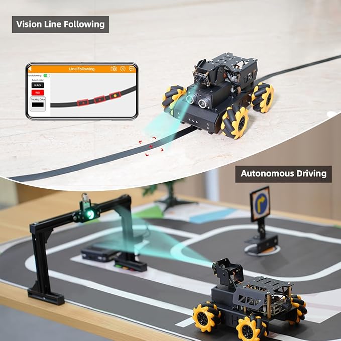 TurboPi Robot Car for RaspberryPi AI Vision Camera Programmable Smart Robot Car Kit, Color Sorting Line Tracking Target Recognition Obstacle Avoidance, Support Python Linux, Standard Kit Without RPi