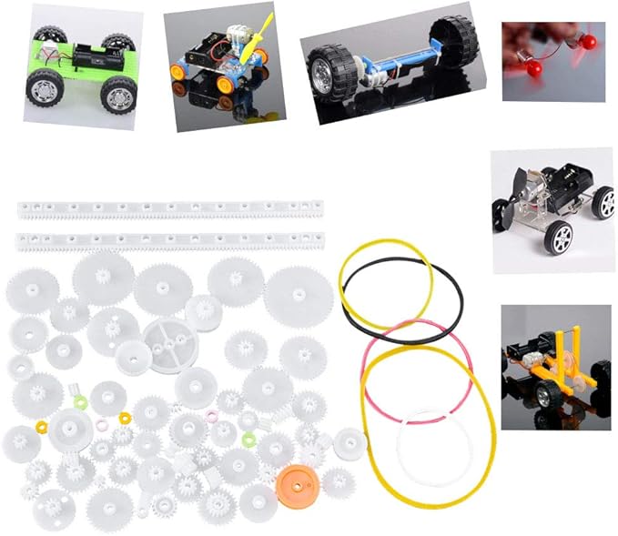 Marhynchus 75pcs Plastic Gear Belt Pulley Shaft Sleeve Set DIY Robot Parts DIY Toy Components DIY Project Kit for Motor Toy