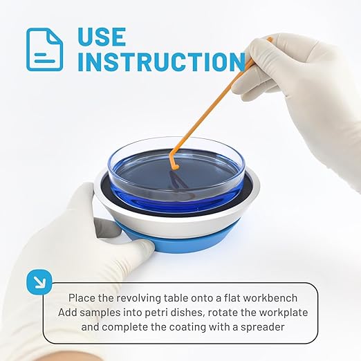 Manual Petri Dish Revolving Table 60-150mm Plastic Glass Petri Dishes Spreader Turn Table Culture Dishes Coater Turntable for Lab Science Experiment Agar Spread-Plate Operation