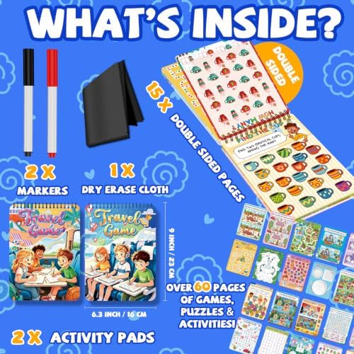 Elfew 2 Pack Reusable Wipe Clean Travel Game Activity Books for Kids 8-12 - Image 2