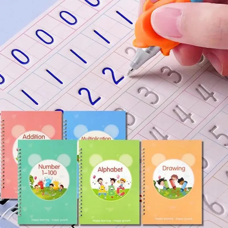 Magic Grooved Writing Practice for Kids Ages 3-8|Reusable Tracing Workbook|Magic Copybook Set with Disappearing Ink Pens for Preschool Learning by Unknown