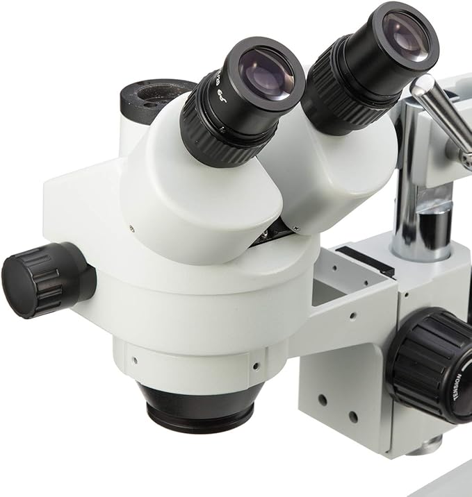 SWIFT S7 7X-45X Trinocular Stereo Microscope with Wide-Field 10X Eyepieces,0.7X-4.5X Zoom Objective Lens, Single-Arm Boom Stand, and 56-Bulb LED Ring Light