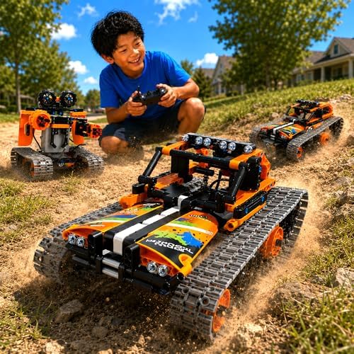 Kididdo Remote Control Car Building Toys for Boys Age 8-12 Fun STEM Robot Kit Cool Birthday Gifts for 8 to 14 Years Old Boys 3-in-1 Building Blocks RC Cars Kit to Build a Robot or Car - Image 4