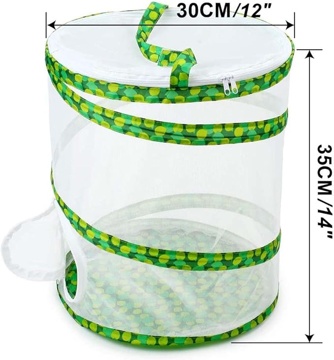 Butterfly and Insect Garden Habitat Mesh Cage Collapsible Design, Bug Terrarium Pop Up 12" x 14" Tall