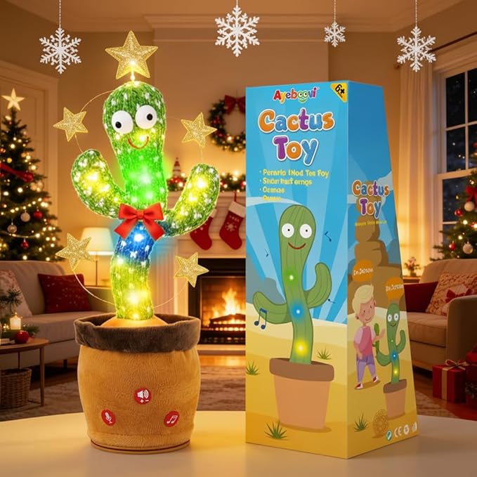 Ayeboovi Dancing Talking Cactus Baby Toys, Interactive Toy Repeating Records What You Say, Volume Adjustable Singing Cactus Toddler Toys with 120 Songs, Stocking Stuffers for Kids