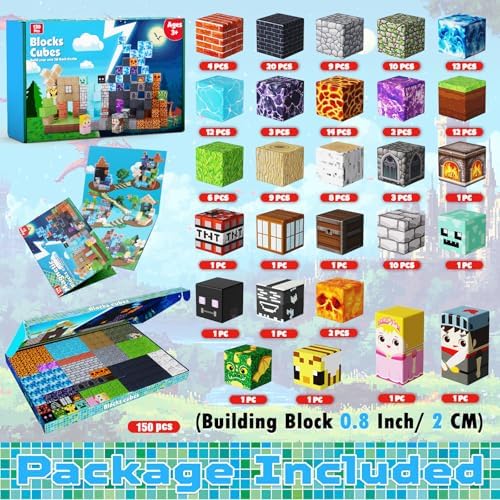 150PCS Magnetic Blocks - Magnet Building Blocks, Stacking Magents Cubes Toys Forest Dark Castle Set, STEM Montessori Sensory Toys for Kids Boys and Girls Ages 3 4 5 6 7 8 9 10+ Birthday Gifts - Image 2