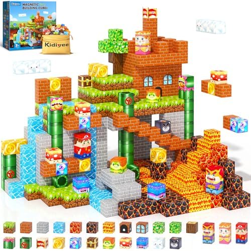 Magnetic Blocks Building Toys, Mine Magnet World Game Set for Kids Ages 4-8 5-7 6-8, STEM Sensory Magnetic Toys for Toddlers, Gift for 3+ Year Old Boys Girls by MineMagnetWorld