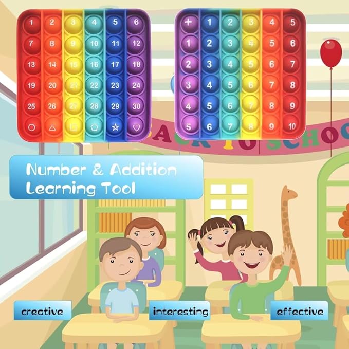 Alphabet Popper Fidggety Toy, Stress Relief Sensory Popping Game, Preschool Montessori Uppercase Lowercase Matching Game, ABC Letter Learning Educational Block (Number 30+Addition Popper)