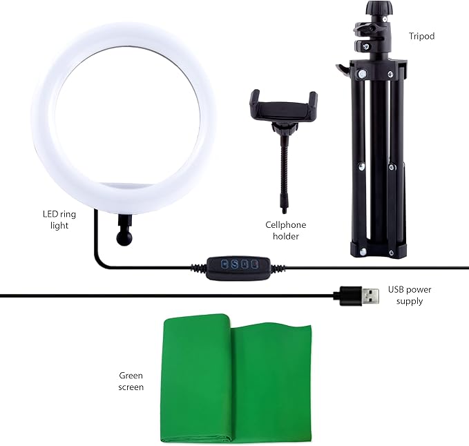 So DIY TikTok Instagram YouTube Ring Light with Green Screen and Phone Mount Tripod. Studio Creator Influencer Video Creator Kit