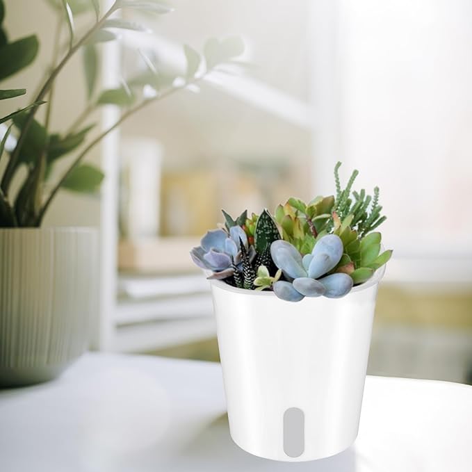 4 Inch Self Watering Pots for Indoor Plants,10 Sets Self Watering Planter Pots with Visual Water Level Window and Multiple Vents,Self Watering Plant Pot for All House Plants,Flowers,Herbs